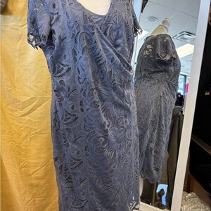 H&M Lace Wrap Midi Dress in Slate BlueMAMA